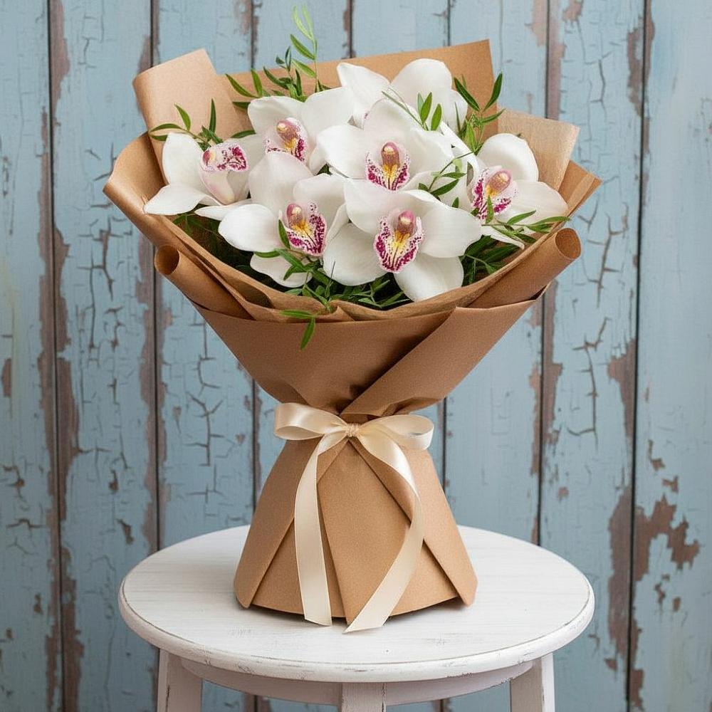 Букет цветов из: Орхидеи и Розы в Рождественно