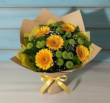 Букет цветов из:  Герберы и Хризантемы в Рождественно