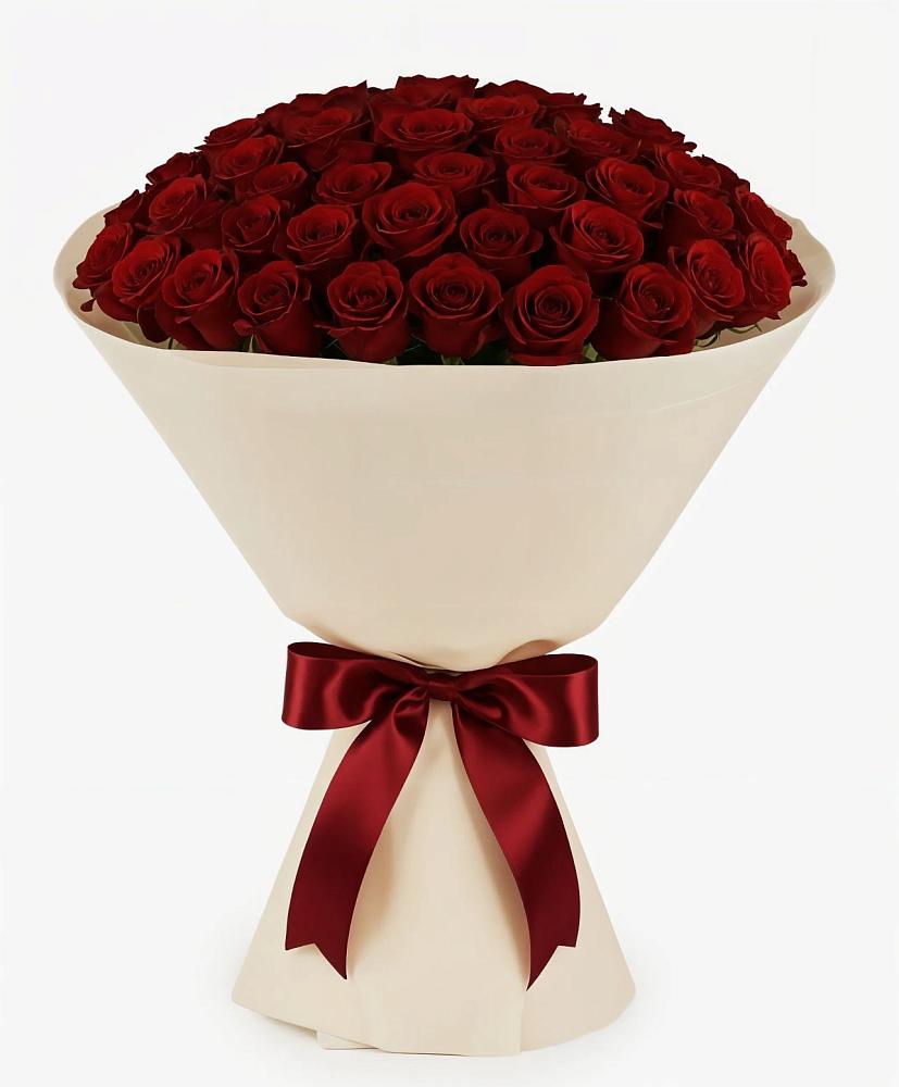 Букет 101 Бордовая роза Блэк Бакарра в Рождественно